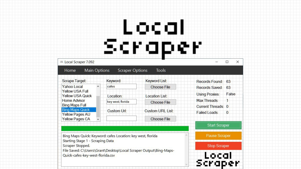 screenshot of Local Scraper